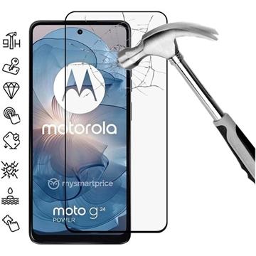 Motorola Moto G24 Skærmbeskyttelse Hærdet Glas - 9H - Full Fit - Sort Kant