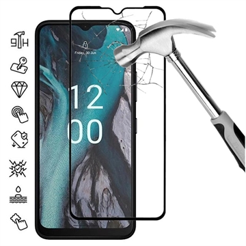 Nokia C22 Skærmbeskyttelse Hærdet Glas - 9H - Full Fit - Sort Kant