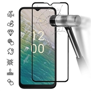 Nokia C32 Skærmbeskyttelse Hærdet Glas - Full Fit - Sort Kant