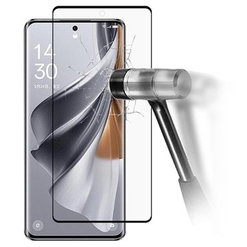 Oppo Reno10 Full Cover Skærmbeskyttelse Hærdet Glas - 9H - Sort Kant