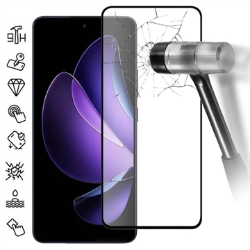 Oppo Reno13 F Skærmbeskyttelse Hærdet Glas - 9H - Full Fit - Sort Kant