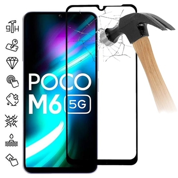 Xiaomi Poco M6 Skærmbeskyttelse Hærdet Glas - 9H - Full Fit - Sort Kant
