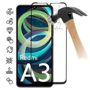 Xiaomi Redmi A3 Skærmbeskyttelse Hærdet Glas - 9H - Full Fit - Sort Kant