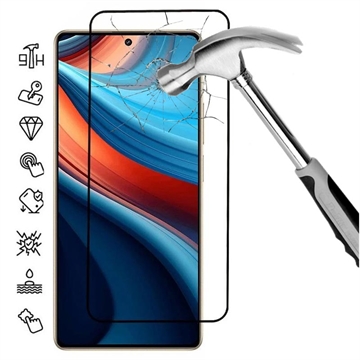 Xiaomi Redmi Note 13R Pro Skærmbeskyttelse Hærdet Glas - Full Fit - Sort Kant