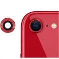 iPhone SE (2022)/SE (2020) Kamera Linse Metal & Skærmbeskyttelse Hærdet Glas - Rød