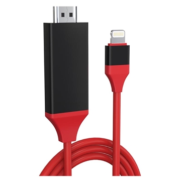 Full HD Lightning til HDMI AV Adapter - iPhone, iPad, iPod (Bulk Tilfredsstillelse) - Rød