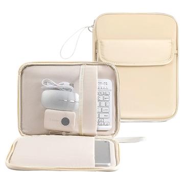 Tablet-/laptop-taske med fuld åbning og flere rum - beige