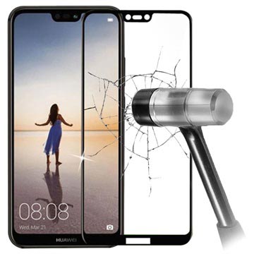 5D Full Size Huawei P20 Lite Skærmbeskyttelse Hærdet Glas - 9H - Sort