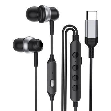 GC0098 Type-C kablede øretelefoner med mikrofon - sort