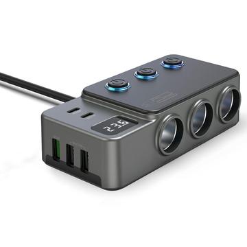 GC06 Højtydende bilopladeradapter - 3 stik, USB-A, PD USB-C - 120W
