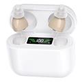 GM-912T Ergonomiske CIC-høreapparater med opladningsetui - beige / hvid