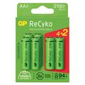 GP ReCyko 2100 Genopladelige AA-batterier 2100mAh - 6 stk.