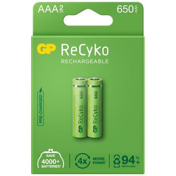 GP ReCyko 650 Genopladelige AAA-batterier 650mAh - 2 stk.