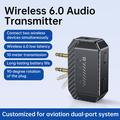 GT36 Bluetooth 6.0-lydtransmitter til fly - dobbelt 3.5mm-stik - understøtter 2 hovedtelefoner