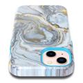 Stylish Gradient iPhone 14 Plus Hybrid Cover - Marmor - Lyseblå