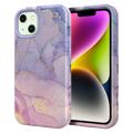 Stylish Gradient iPhone 14 Plus Hybrid Cover - Marmor - Lilla