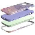 Stylish Gradient iPhone 14 Plus Hybrid Cover - Marmor - Lilla