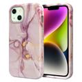 Stylish Gradient iPhone 14 Plus Hybrid Cover - Marmor - Pink