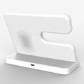 GY-Q10B 3-i-1 hurtigoplader trådløs opladestation til Qi-standardtelefoner / Samsung Galaxy Watch / høretelefoner - hvid