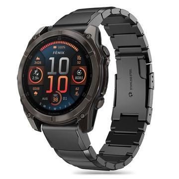 Garmin Fenix 5/6/6 Pro/7/8/E Tech-Protect SteelBand-rem i rustfrit stål - 47mm - Sort