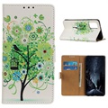 Glam Series Samsung Galaxy S20 FE Pung Cover - Blomstrede Træ / Grøn