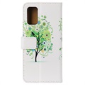 Glam Series Samsung Galaxy S20 FE Pung Cover - Blomstrede Træ / Grøn