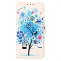 Glam Series Samsung Galaxy A53 5G Pung Taske - Blomstrede Træ / Blå
