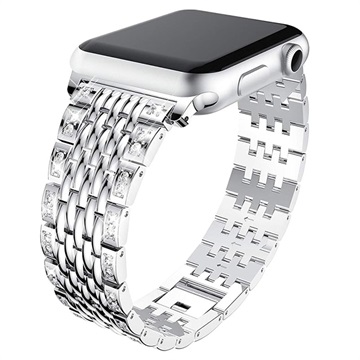Apple Watch Series SE/6/5/4/3/2/1 Glam Spænderem - 44mm, 42mm - Sølv