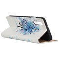 Glam Series Samsung Galaxy A50 Pung Taske - Blomstrede Træ / Blå