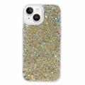 iPhone 15 Glitter Flakes TPU Cover - Guld