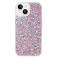 iPhone 15 Glitter Flakes TPU Cover - Pink