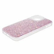 iPhone 15 Glitter Flakes TPU Cover - Pink