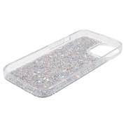 iPhone 15 Plus Glitter Flakes TPU Cover - Sølv