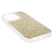 iPhone 15 Pro Max Glitter Flakes TPU Cover - Guld
