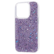 iPhone 15 Pro Max Glitter Flakes TPU Cover - Lilla