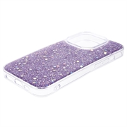 iPhone 15 Pro Max Glitter Flakes TPU Cover - Lilla