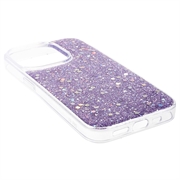 iPhone 15 Pro Max Glitter Flakes TPU Cover - Lilla