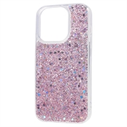 iPhone 15 Pro Glitter Flakes TPU Cover - Pink