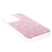 iPhone 15 Pro Glitter Flakes TPU Cover - Pink