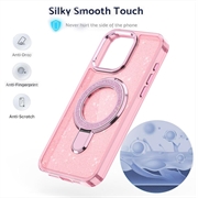 iPhone 17 Glitter Hybrid Cover med Kickstand - MagSafe-kompatibel - Pink