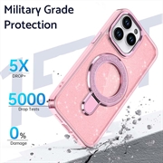 iPhone 17 Glitter Hybrid Cover med Kickstand - MagSafe-kompatibel - Pink