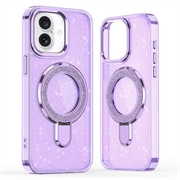 iPhone 17 Glitter Hybrid cover med kickstand - MagSafe-kompatibel - Lilla