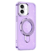 iPhone 17 Glitter Hybrid cover med kickstand - MagSafe-kompatibel - Lilla