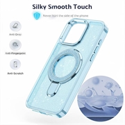 iPhone 15 Glitter Hybrid cover med kickstand - MagSafe-kompatibel - Blå