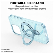 iPhone 15 Glitter Hybrid cover med kickstand - MagSafe-kompatibel - Blå