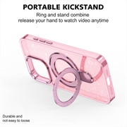 iPhone 15 Glitter Hybrid Cover med Kickstand - MagSafe-kompatibel - Pink