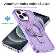 iPhone 15 Pro Max Glitter Hybrid cover med kickstand - MagSafe-kompatibel - Lilla