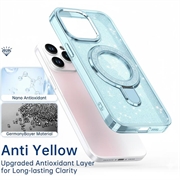 iPhone 16 Pro Glitter Hybrid cover med kickstand - MagSafe-kompatibel - Blå