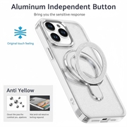 iPhone 16 Pro Max Glitter Hybrid cover med kickstand - MagSafe-kompatibel - Gennemsigtig