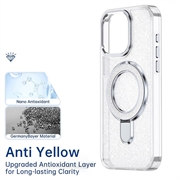 iPhone 16 Pro Glitter Hybrid cover med kickstand - MagSafe-kompatibel - Gennemsigtig